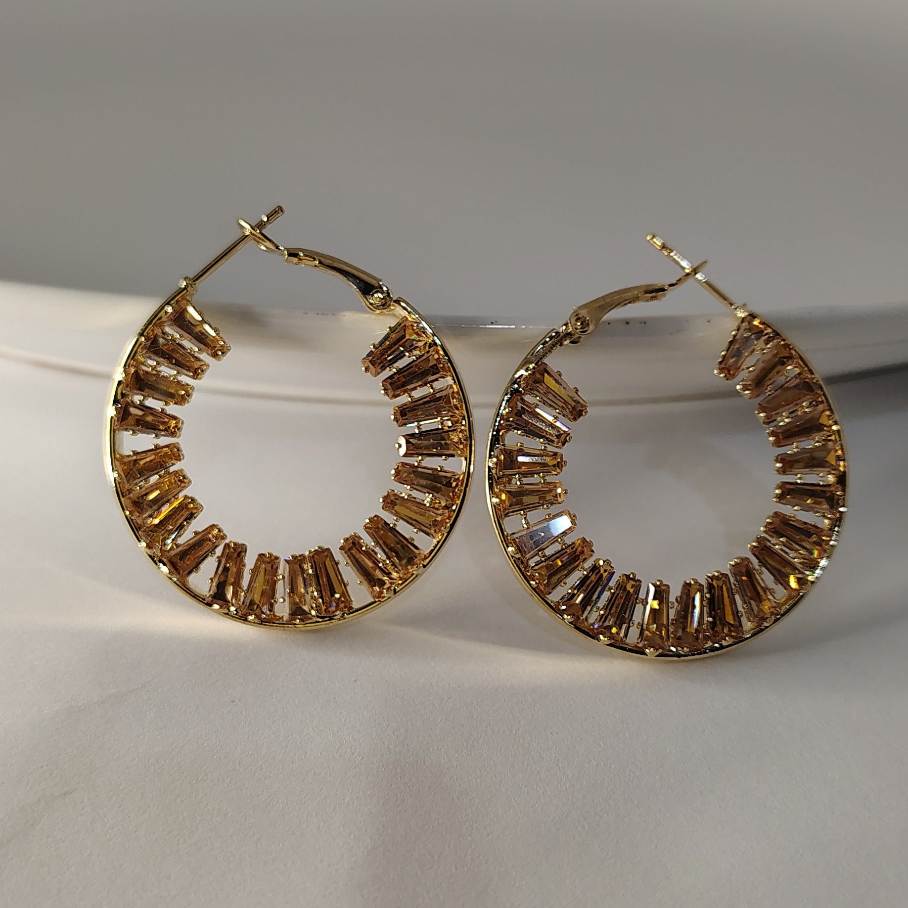 Crystal Open Hoop Earrings