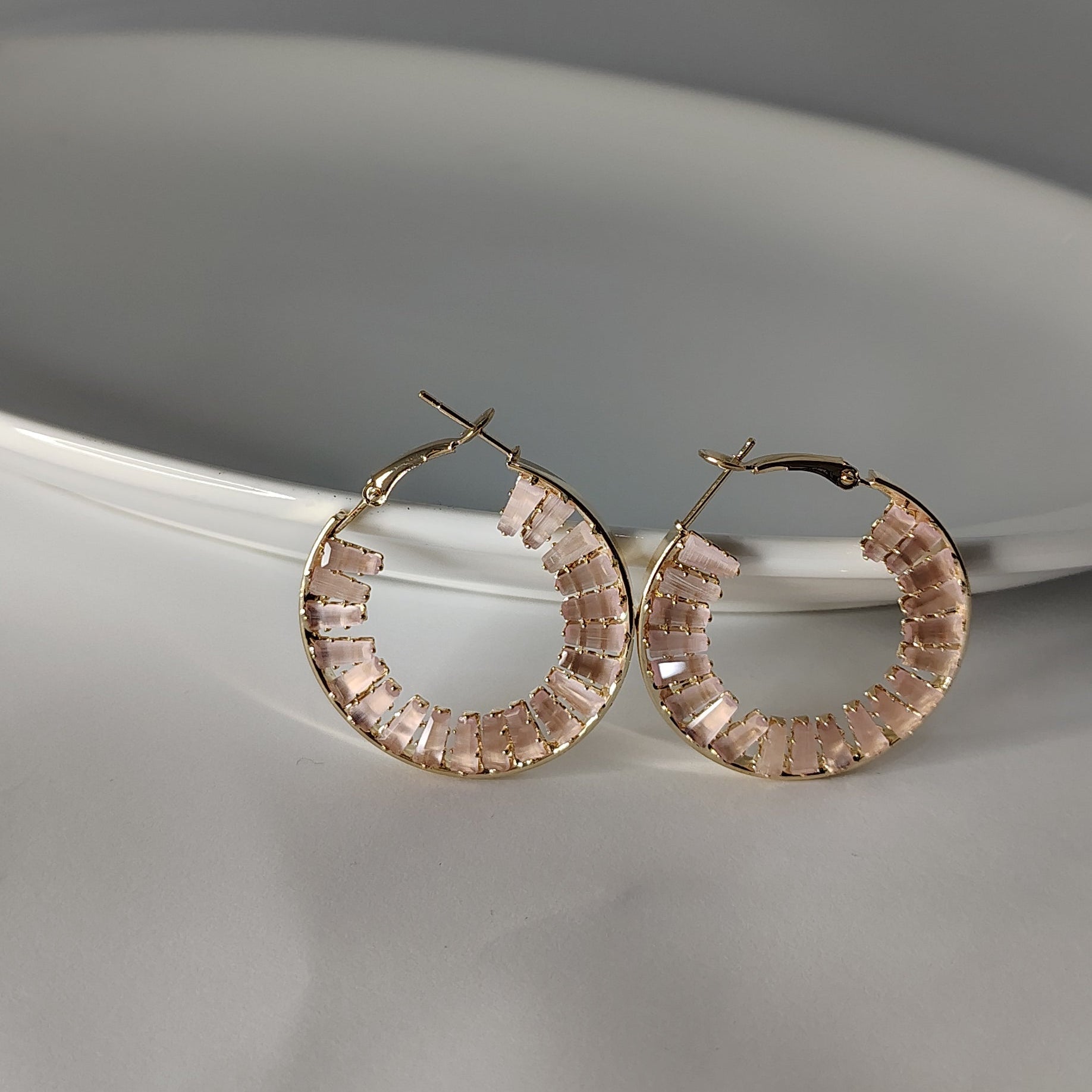 Crystal Open Hoop Earrings