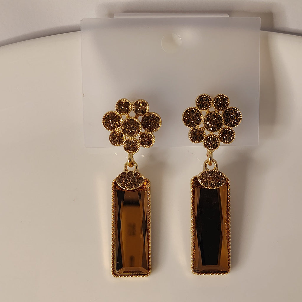 Crystal Flower Dangle Earrings