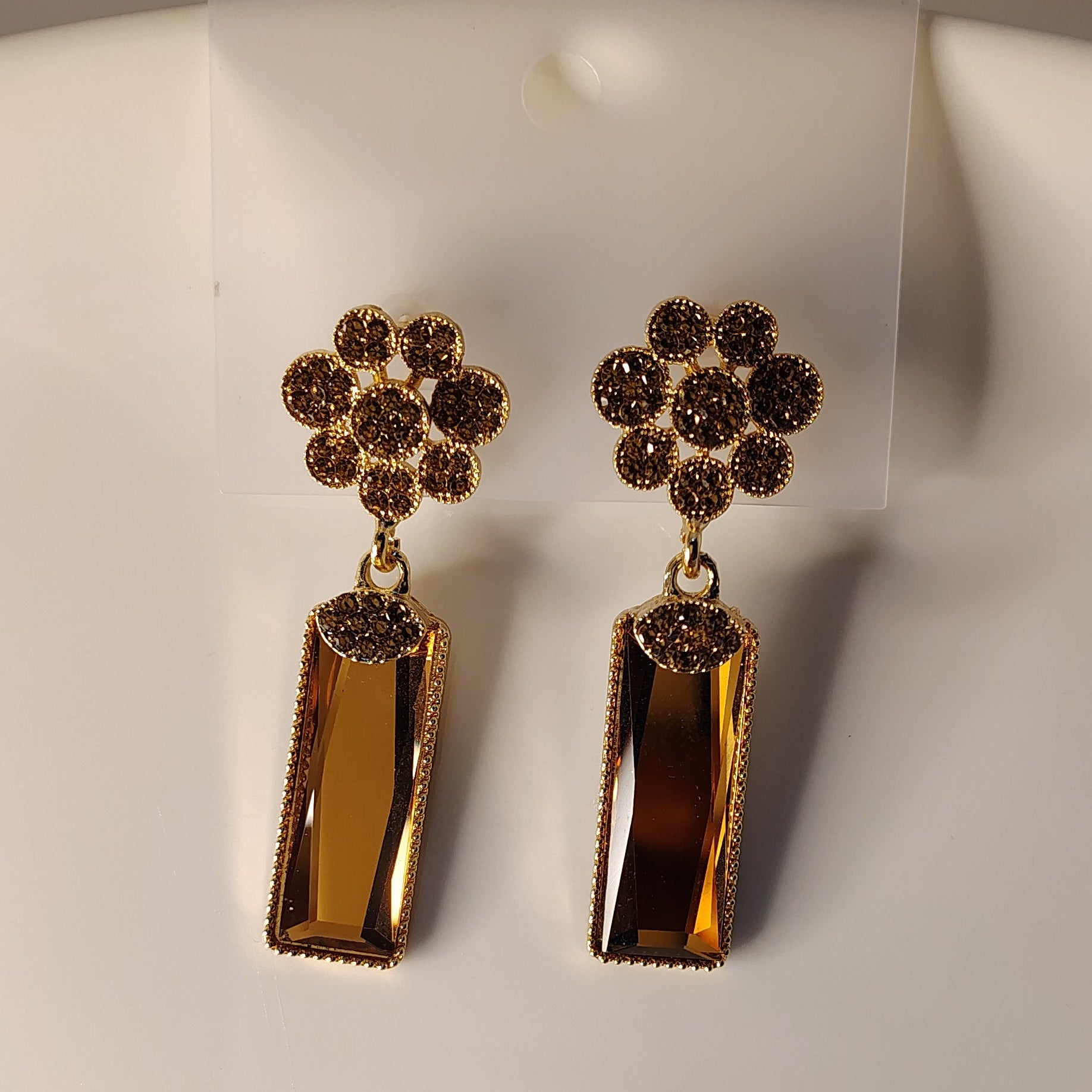 Crystal Flower Dangle Earrings