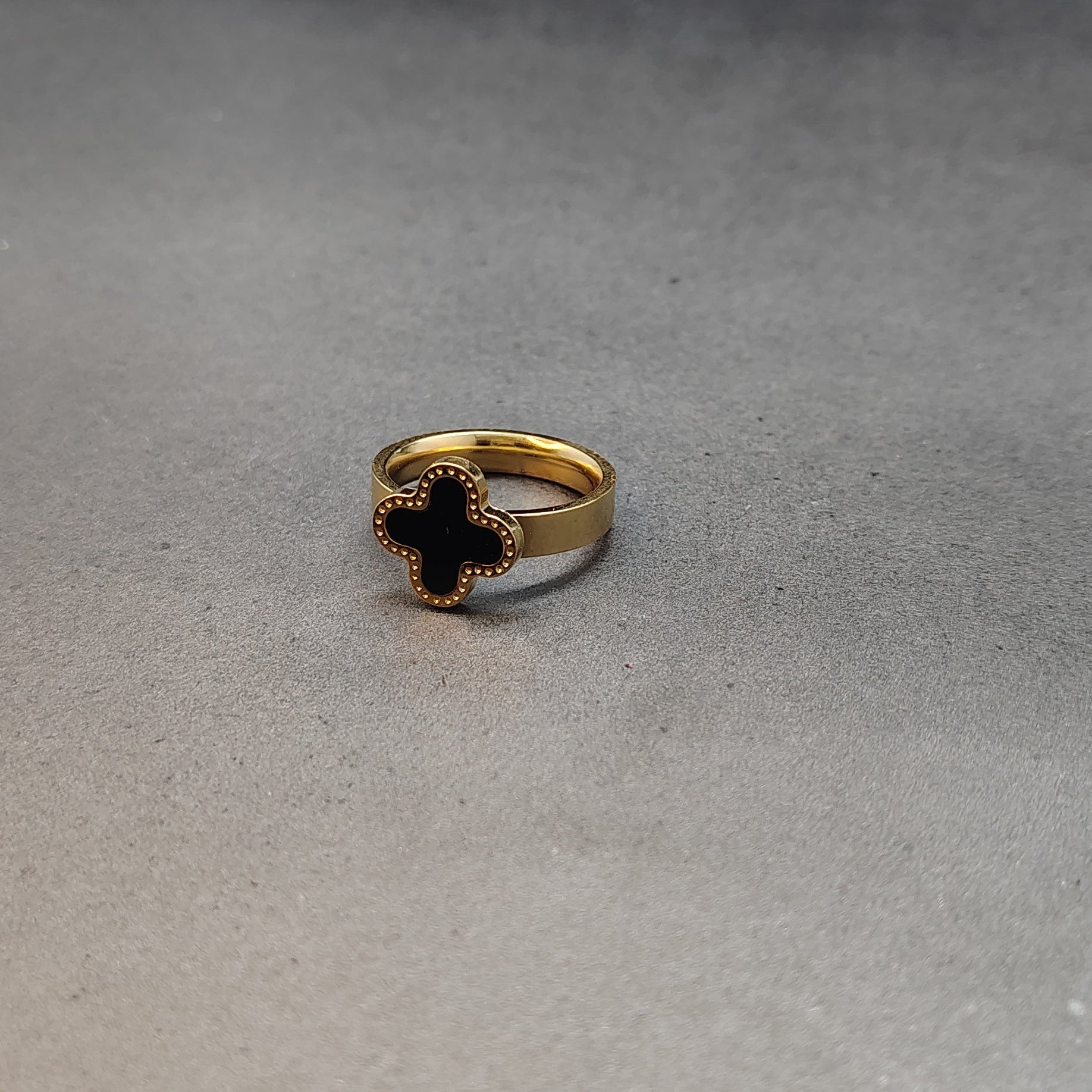 Black Clover Solitaire Ring