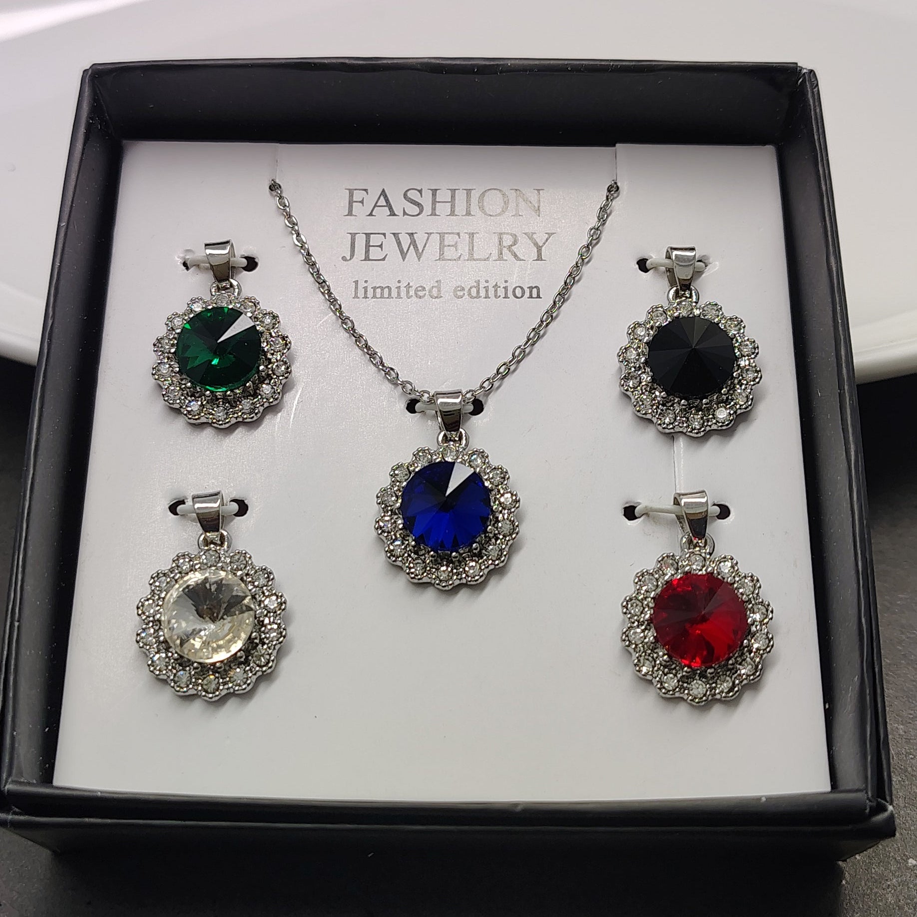 Dazzling Interchangeable Solitaire Pendant Set