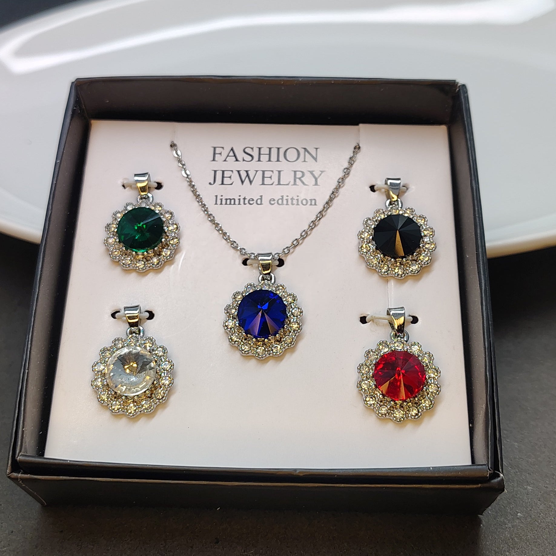 Dazzling Interchangeable Solitaire Pendant Set