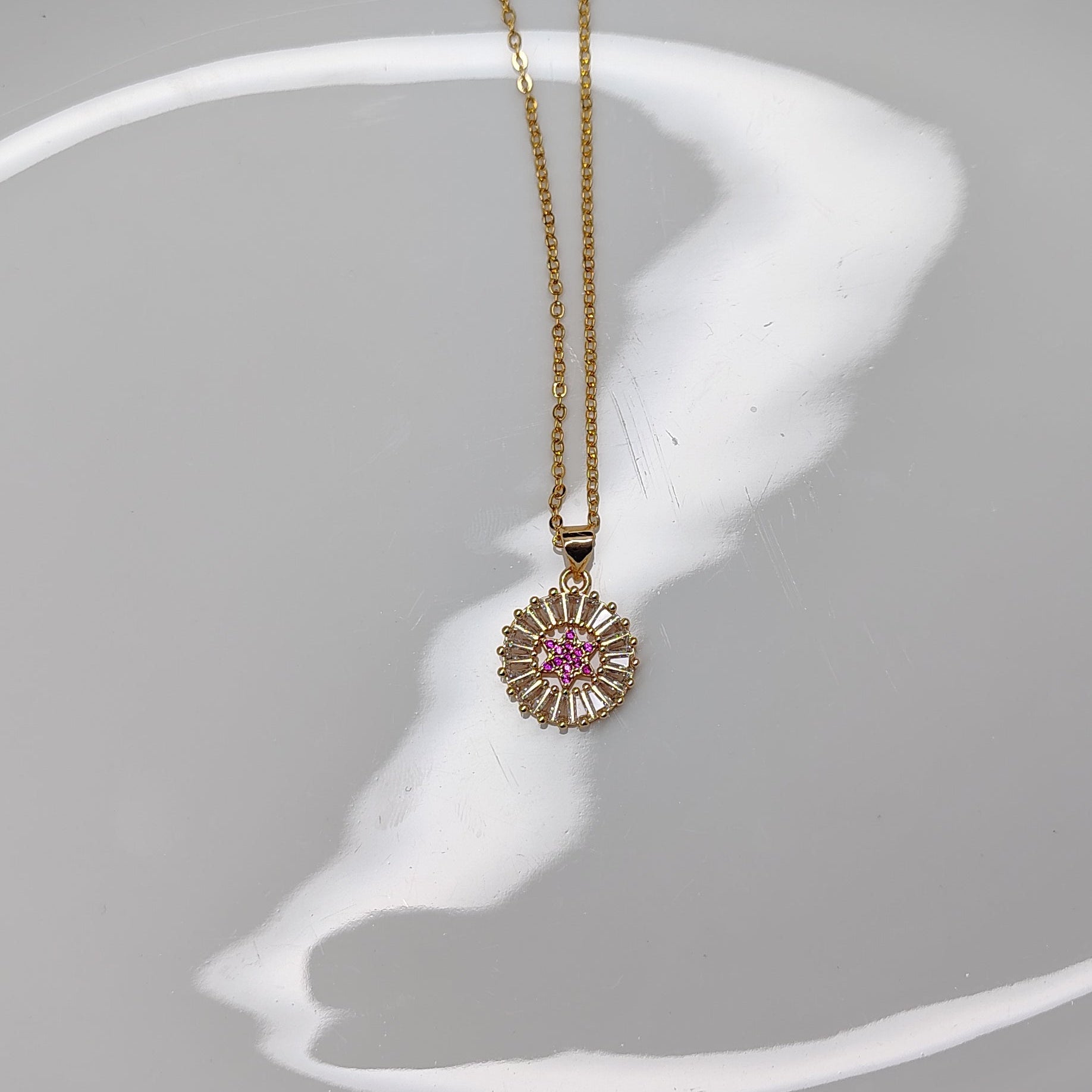 Dazzling Sunburst Flower Pendant