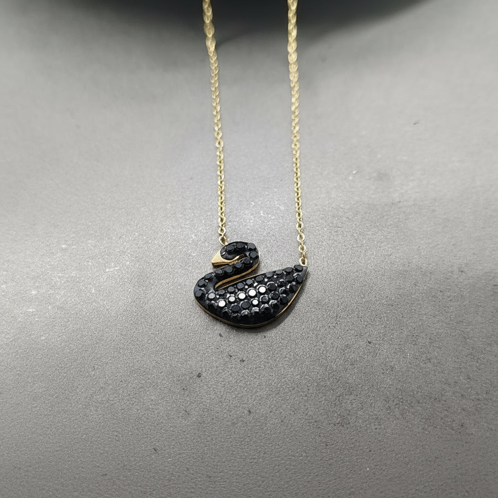 Elegant Black Pave Swan Necklace