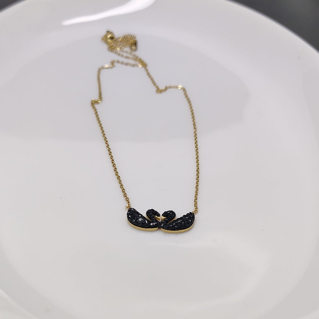 Black Duo-Swan Bar Necklace